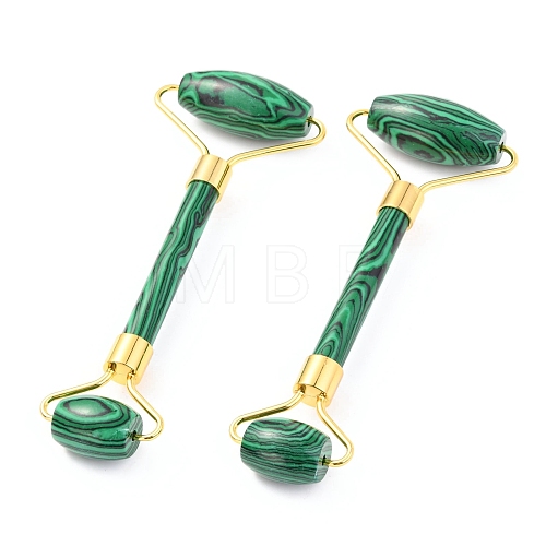 Synthetic Malachite Brass Face Massager MRMJ-G009-43G-1