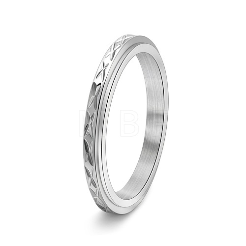 Titanium Steel Rotatable Finger Ring for Women Men PW-WG3B7F0-01-1