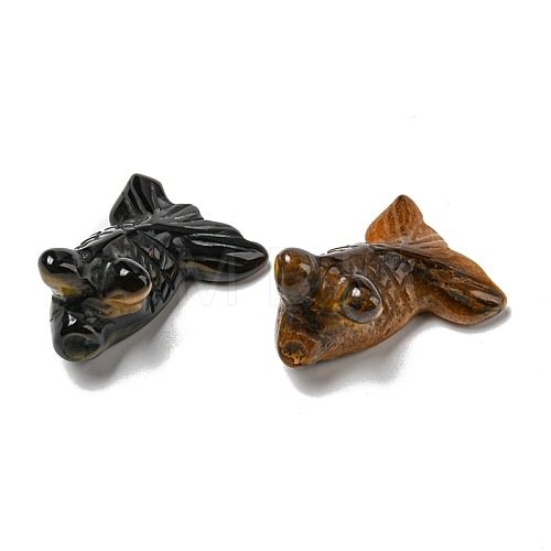 Natural Tiger Eye Carved Healing Goldfish Figurines DJEW-D012-08B-1