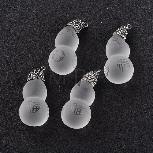 Frosted Calabash with Chinese Blessing Glass Pendants GLAA-K003-01-1