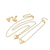 304 Stainless Steel Heart Pendant Necklaces & Bracelets & Stud Earrings Sets SJEW-P008-01G-5