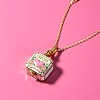Mother's Day Brass Enamel Pink Heart Mom Openable Square Locket Pendant Necklaces for Women WGB75E5-01-4