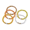 5Pcs Glass & Brass & Acrylic Beaded Stretch Bracelets Set BJEW-JB09677-03-4