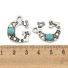 Synthetic Turquoise & Alloy Pendants PALLOY-H146-01AS-G-3
