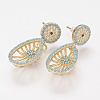 Brass Micro Pave Cubic Zirconia Dangle Ear Studs EJEW-G229-13G-1