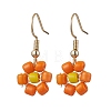 Glass Seed Flower Dangle Earrings EJEW-JE06152-4