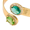 Oval Rack Plating Brass Micro Pave Cubic Zirconia Cuff Bracelets for Women BJEW-M040-06G-2