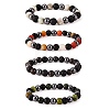 4Pcs 4 Style Natural Gemstone Round Beaded Stretch Bracelets Set BJEW-SZ0002-19-1