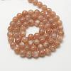 Natural Gemstone Sunstone Round Bead Strands G-O017-6mm-16-1