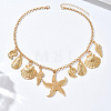 Bohemian Summer Beach Zinc Alloy Starfish Shell Shape Pendant Bib Necklaces for Women WGA7543-02-1