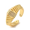 Brass Micro Pave Clear Cubic Zirconia Open Cuff Rings RJEW-U008-17G-1