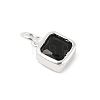 925 Sterling Silver Pave Cubic Zirconia Square Charms with Jump Rings and 925 Stamp STER-D288-05S-05-2