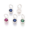 925 Sterling Silver Pave Cubic Zirconia Flat Round Charms STER-T009-18S-1