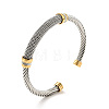 304 Stainless Steel Twist Rope Shape Open Cuff Bangle with Rhinestone for Women BJEW-D449-01GP-01-3