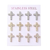 Ion Plating(IP) 304 Stainless Steel Cross Stud Earrings EJEW-C099-10-1