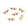 Brass Pave Magenta Cubic Zirconia 3-Hole Spacer Bars KK-C172-05G-1
