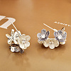 Brass Micro Pave Cubic Zirconia Stud Earrings for Women FS-WG79412-02-1
