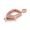 Brass Micro Pave Cubic Zirconia Lobster Claw Clasps ZIRC-F110-94RG-04-2