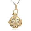 Golden Tone Brass Hollow Round Cage Pendants KK-J226-08G-1