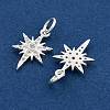 925 Sterling Silver Micro Pave Clear Cubic Zirconia Star Charms with Jump Rings STER-K181-06S-2