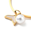 Natural Shell Whale Tail and Imitation Pearl Charm Bracelet BJEW-G640-03G-1