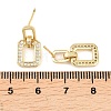 Brass Clear Cubic Zirconia Rectangle Dangle Stud Earrings EJEW-A156-01G-5