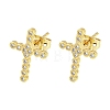 Brass Micro Pave Cubic Zirconia Ear Studs EJEW-P261-25D-G-1