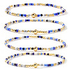 4Pcs Bohemian Glass Seed Bead & Brass Beads Stretch Bracelets for Women DR1565-4-2