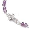 Natural Amethyst Beaded Stretch Bracelets BJEW-JB13199-03-3