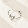 Heart 304 Stainless Steel Open Cuff Rings for Women RJEW-G338-07P-2