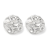 304 Stainless Steel Texture Flat Round Stud Earrings EJEW-D281-15S-1