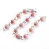 Handmade Natural Rhodochrosite Beads Chains AJEW-JB00454-02-1