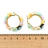 201 Stainless Steel & Resin Beaded Flower Hoop Earrings EJEW-JE07175-02-5
