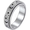 Non-Tarnish Stainless Steel Moon and Star Rotatable Finger Ring MOST-PW0001-005D-05-1