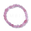 Natural Rose Quartz Bead Stretch Bracelets BJEW-K213-34-2