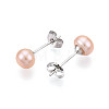 Pearl Ball Stud Earrings EJEW-Q701-01A-01-1