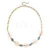 Natural Blue Apatite Chip & Cowrie Shell Beaded Necklaces for Women NJEW-JN06385-2