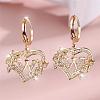Heart Brass Micro Pave Clear Cubic Zirconia Hoop Earrings FS-WGD5D87-23-1