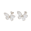 Brass Micro Pave Cubic Zirconia Stud Earring Findings CU-CBAA5EE-03P-A-1