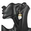 Shell Pearl Beads & Brass Dangle Earrings for Women EJEW-JE07261-2