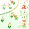 10Pcs 5 Colors Flower Glass Pendants PALLOY-FS00078-3