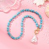 Natural Baroque Keshi Pearl Teardrop Pendant Round Dyed Synthetic Turquoise Beaded Necklaces for Women NJEW-JN06313-1