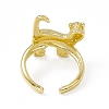 Rack Plating Brass Cat Open Cuff Ring for Women RJEW-F129-08G-3