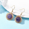 Natural Amethyst Flower Dangle Earrings EJEW-JE06720-02-1