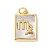 Brass Pave Natural White Shell Pendants KK-S522-09G-D-1
