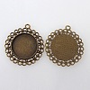 Vintage Tibetan Style Alloy Flower Pendant Cabochon Bezel Settings TIBEP-M018-118AB-NF-2