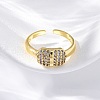 Brass Micro Pave Clear Cubic Zirconia Cuff Rings for Women RJEW-U043-16G-2