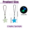 2Pcs 2 Colors Luminous Star Resin Mobile Straps HJEW-DC0001-37-2