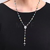 Stainless Steel Enamel Colorful Evil Eye Rosary Bead Necklaces RA8373-2-1