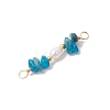 Natural Apatite Chip & Natural Cultured Freshwater Pearl Rice Beaded Connector Charms PALLOY-JF03707-10-4